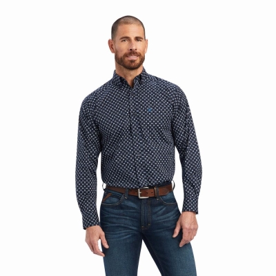 Camicie Ariat Baker Stretch Fitted Uomo Blu | IT047LSHV