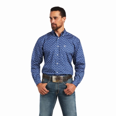 Camicie Ariat Brycen Stretch Classiche Fit Uomo Grigie Scuro Blu | IT603HMYE