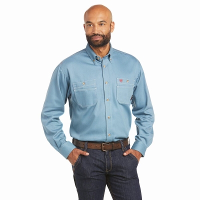 Camicie Ariat FR Vented Uomo Grigie Blu | IT365KOGC