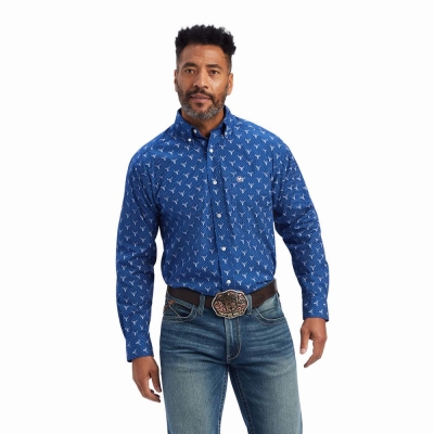 Camicie Ariat Jai Classiche Fit Uomo Blu Reale Blu | IT029MPAO