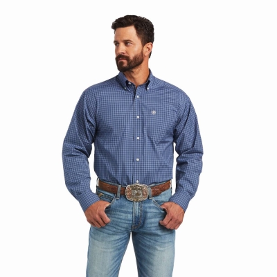 Camicie Ariat Pro Series Bryson Classiche Fit Uomo Grigie Scuro Blu | IT016PRBS