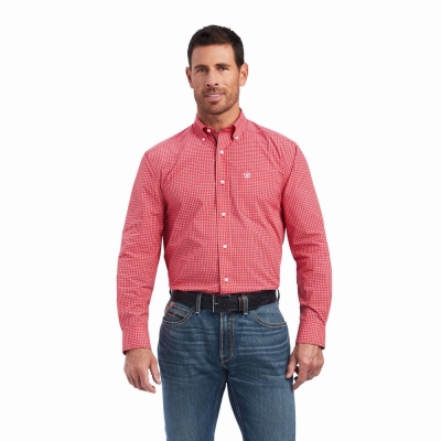 Camicie Ariat Pro Series Nevin Stretch Classiche Fit Uomo Rosse | IT691SLTM