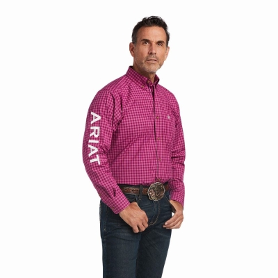 Camicie Ariat Pro Series Team Tarletan Classiche Fit Uomo Blu Reale Viola | IT614AIBZ