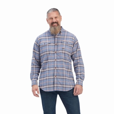 Camicie Ariat Rebar Flannel DuraStretch Uomo Grigie | IT079ONCB