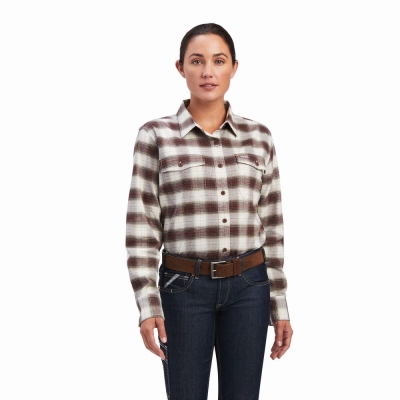 Camicie Ariat Rebar Flannel DuraStretch Donna Bianche | IT306UOJT