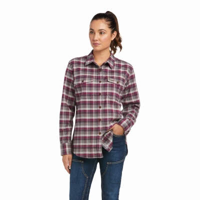 Camicie Ariat Rebar Flannel DuraStretch Donna Viola | IT396CQVH