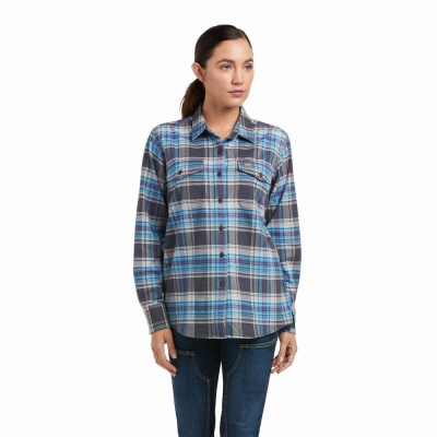 Camicie Ariat Rebar Flannel DuraStretch Donna Grigie | IT620SGIE