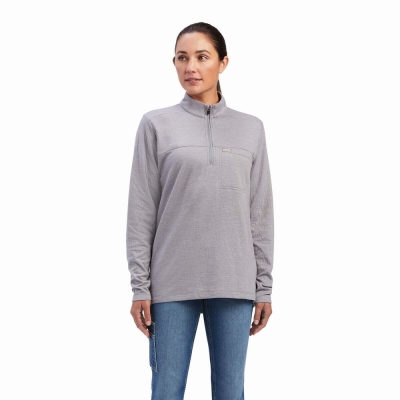 Camicie Ariat Rebar Foundation 1/4 Zip Donna Grigie | IT297YLHZ