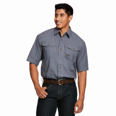 Camicie Ariat Rebar Made Tough DuraStretch Uomo Grigie | IT438QNMS