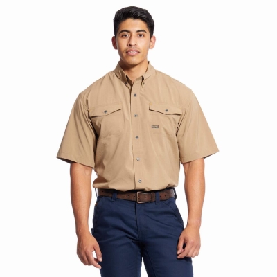 Camicie Ariat Rebar Made Tough VentTEK DuraStretch Uomo Khaki | IT120QDRE