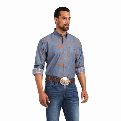 Camicie Ariat Relentless Cordage Stretch Classiche Fit Uomo Blu | IT216OSWI