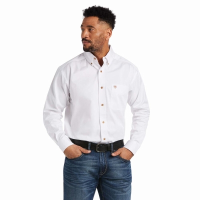 Camicie Ariat Solid Twill Classiche Fit Uomo Bianche | IT657HFRS