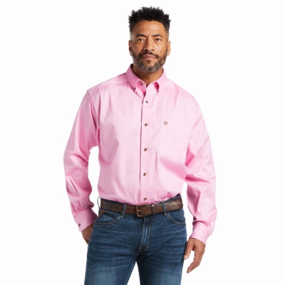 Camicie Ariat Solid Twill Uomo Rosa | IT327GONW