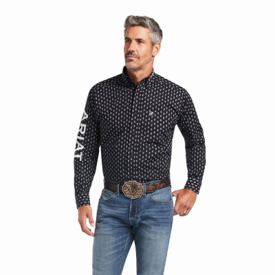 Camicie Ariat Team Raine Classiche Fit Uomo Nere | IT235VAQZ