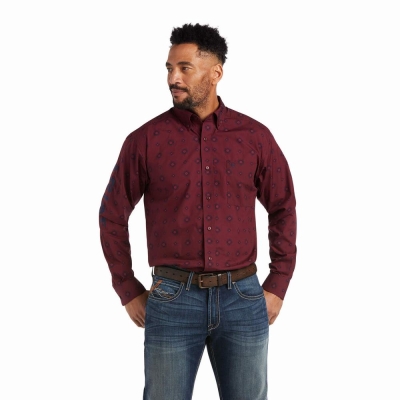 Camicie Ariat Team Wade Fitted Uomo Bordeaux | IT742OHRP