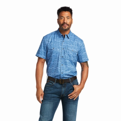 Camicie Ariat VentTEK Fitted Uomo Blu | IT426LEDT