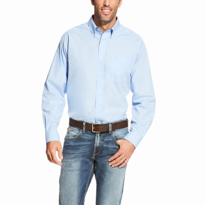 Camicie Ariat Wrinkle Free Solid Uomo Blu Chiaro | IT264SJBD