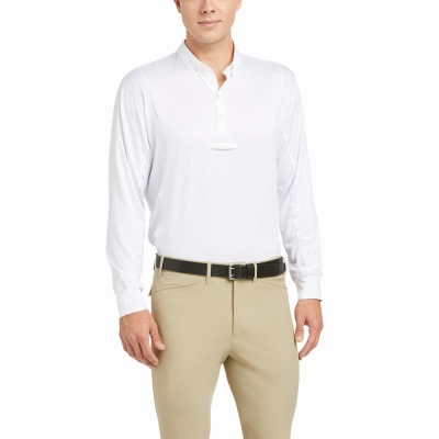 English Riding Ariat TEK Long Sleeve Show Uomo Bianche | IT206EVYC