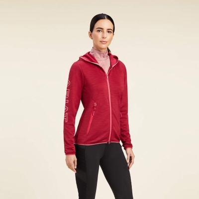 Hoodies Ariat Byron Full Zip Donna Rosse | IT163DZOY