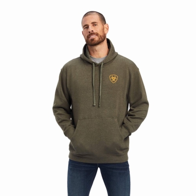 Hoodies Ariat Devotion Eagle Uomo Verde Oliva | IT672TAZW