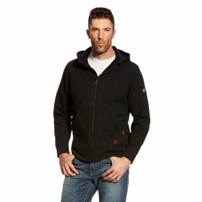 Hoodies Ariat FR DuraStretch Full Zip Uomo Nere | IT183JCQS