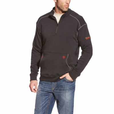 Hoodies Ariat FR Polartec Fleece 1/4 Zip Uomo Nere | IT387OAST