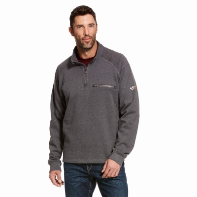 Hoodies Ariat FR Rev 1/4 Zip Uomo Grigie | IT290FTPM