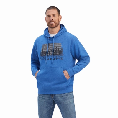 Hoodies Ariat Land of the Free Uomo Blu | IT719ANJU