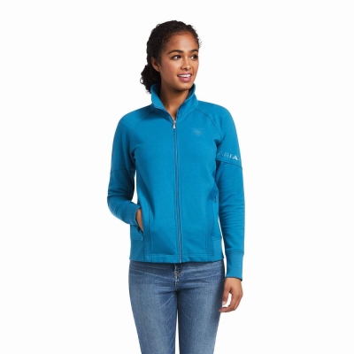 Hoodies Ariat Largo Full Zip Donna Blu | IT546CYXT