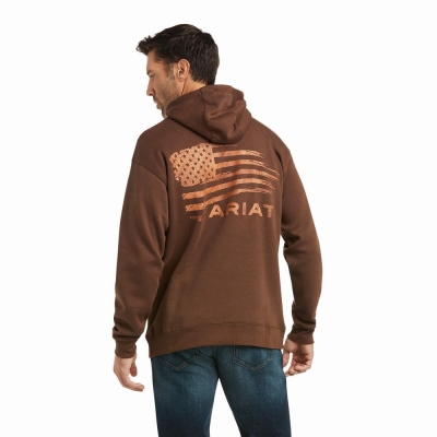 Hoodies Ariat Patriot 2.0 Uomo Marroni Marroni | IT746NKZX