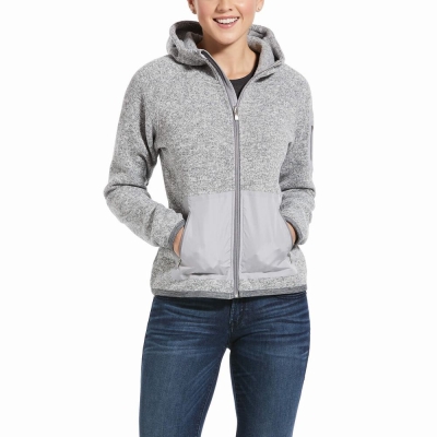 Hoodies Ariat Polartec Flou Full Zip Donna Grigie | IT190JGDC