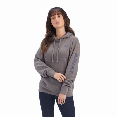 Hoodies Ariat REAL Arm Logo Donna Grigie | IT396PGYU