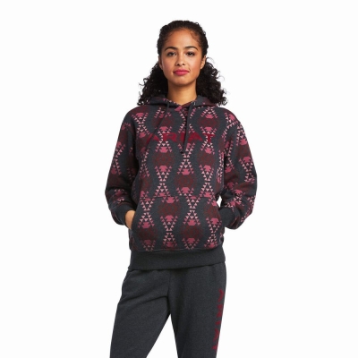 Hoodies Ariat REAL Diamondback Printed Donna Grigie | IT756EDFJ