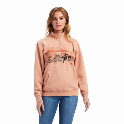 Hoodies Ariat REAL Scenic 1/2 Zip Donna Colorate | IT798GAZC