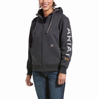 Hoodies Ariat Rebar All-Weather Full Zip Donna Grigie | IT192PYHO