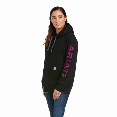 Hoodies Ariat Rebar Grafica Donna Nere Viola | IT140ZKTQ