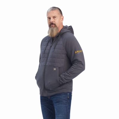 Hoodies Ariat Rebar Regulator Full Zip Uomo Grigie | IT805OSLP