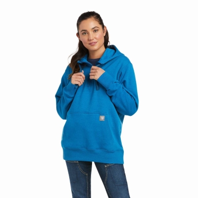 Hoodies Ariat Rebar Skill Set 1/2 Zip Donna Blu | IT852IZFE