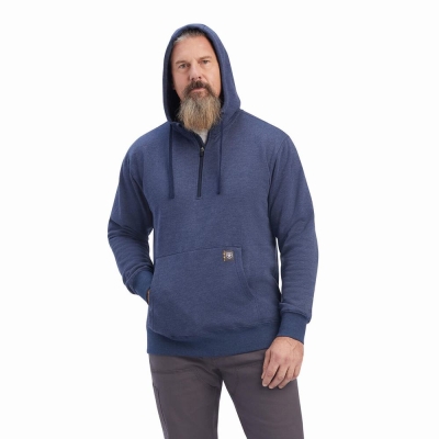 Hoodies Ariat Rebar Workman 1/4 Zip Uomo Blu Marino | IT249SDCE