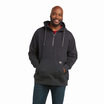 Hoodies Ariat Rebar Workman 1/4 Zip Uomo Grigie | IT832BUMZ