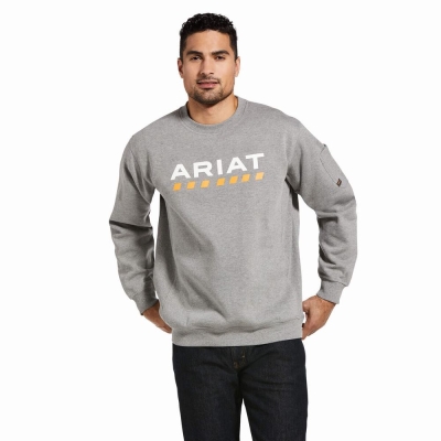 Hoodies Ariat Rebar Workman Logo Uomo Grigie | IT956XAFN