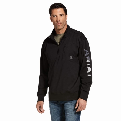 Hoodies Ariat Team Logo 1/4 Zip Uomo Nere | IT034HFSV