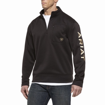 Hoodies Ariat Team Logo 1/4 Zip Uomo Nere | IT340LNIU