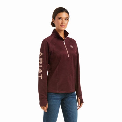 Hoodies Ariat Tek Team 1/2 Zip Donna Bordeaux | IT605KIEV