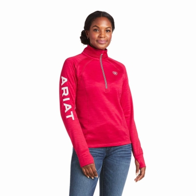 Hoodies Ariat Tek Team 1/2 Zip Donna Rosse | IT035HEAG