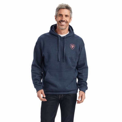 Hoodies Ariat US of A Uomo Blu Marino | IT567FCIY