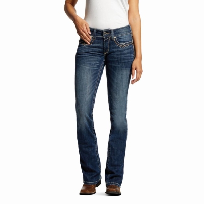 Jeans Skinny Ariat R.E.A.L. Mid Rise Stretch Entwined Festival Cut Donna Blu | IT948PTIW