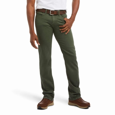 Jeans Straight Ariat M7 Rocker Stretch Grizzly Uomo Verde Oliva | IT179QPMW