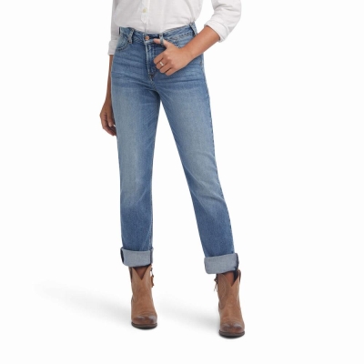 Jeans Straight Ariat Premium High Rise Stretch Donna Blu | IT957LIGT