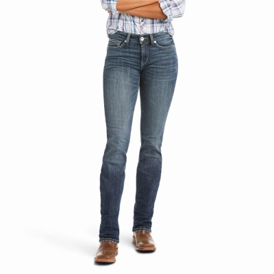 Jeans Straight Ariat R.E.A.L. High Rise Destiny Donna Blu | IT163FVJH